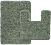 Gorilla Grip Soft Chenille Area Rug Set, 2 Piece Sets, Toilet Base Mat & 30x20 Mat, Absorbent Washable Mats, Microfiber Dries Quickly, Bath Rugs for Tub, BathRoom, Sage Green