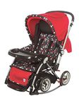 Mee Mee Baby Stroller Cum Rocker Baby Pram with Rocker 2 in 1 Comfortable Seating and Extra Storage,for 0-3 Yrs, 3 Recline Position Pram (Red)