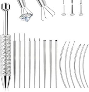 ONESING Piercing Ball Grabber Tool and Piercing Guide Taper Tool for Changing Jewelry - 14G 16G 18G 20G Stainless Steel Flat Back Earring Applicator Tool Threaded, Internal Threaded, External Threaded Body Piercing Changing Kit for Ear/Nose/Navel/Tongue/Eyebrow/Nipple/Lip