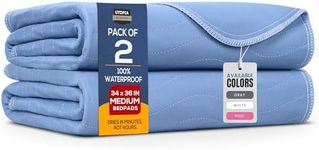 Utopia Bedding Washable Underpads 34" x 36" (Pack of 2), Waterproof Reusable Heavy Absorbency Incontinence Bed Pads for Adults, Kids, Elderly and Pets, Bedwetting Pads for Sofa and Couch (Blue)