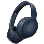 DOQAUS Wireless Headphones, 90H Playtime Bluetooth Headphones and 3 EQ Modes Over Ear Headphones with Mic, HiFi Stereo Sound, Deep Bass, Foldable Wireless Headset for Phone Travel Office (Navy Blue)