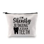 Dentist Gift Dental Hygienist Gift Dental Assistant Gift I’m Silently Judging Your Teeth Dental Graduation Zipper Pouch bag (Judging Your Teeth CA)