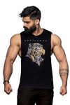 JUARI BE A GENTLEMAN Black Printed Regular Fit Vest For Men (Black, Large)