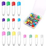 SAVITA 50pcs Diaper Pins, Safety Lock Stainless Steel Plastic Head Safety Pins for Diaper Clothes Dress Craft Hold Clip (Multicolored)