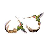 Cute Hummingbird Earrings Flying Hummingbird Oil Painting Dangle Earrings Enamel Hummingbird Stud Earrings Colorful Metal Animal Elegant Hummingbird Bird Studs Earring Jewelry for Women Girls, metal,