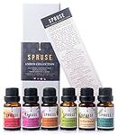 SPRUSE Canadian Amber Collection 100% Natural Essential Oils Set of 6 - Cardamom, Marjoram, Rose Geranium, Grapefruit, Cederwood, & Tea Tree