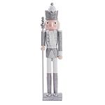 The Twiddlers - Large Silver Christmas Nutcracker Soldier Ornament, 50cm / 20" - Handmade with Premium Wood and Moveable Parts, Festive Xmas Decoration