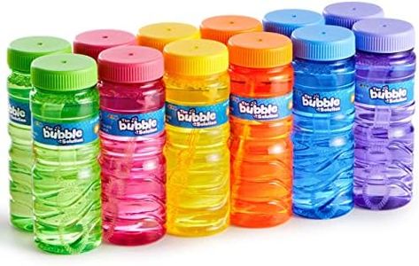 JOYIN 12 Pack Bubble Bottles (4oz Bubbles Solution), Bubbles Party Favors for Kids, Bubbles Wand Bulk, 6 Colors Large Bubble Kit, Easter Basket Stuffers for Toddler, Summer Toddler Outdoor Toys