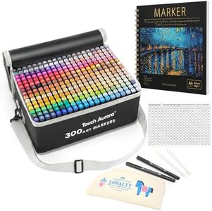 TOUCH AURORA 300 Colors Alcohol Markers Set, Art Markers Brush Tip, Dual Tip for Adult Coloring, Markers for Adult Coloring Books No Bleeding, Paint Pens, Marker Bag with Holders