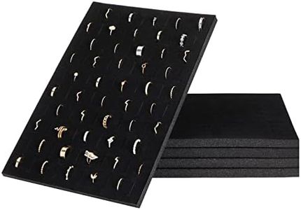 Juvale 5-Pack 100 Slots Velvet Ring Insert Display Tray - Foam Holder Organizer for Storage Box and Selling Jewelry (13 x 9 In, Black)