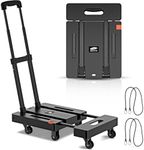 SOYO Folding Hand Truck, 500lbs Heavy Duty Dolly, Portable 6 Wheels Collapsible Luggage Cart with 2 Elastic Ropes for Moving, Travel, Shopping, House Office Use, Black