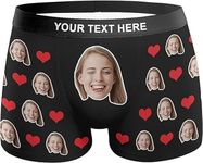 Personalized Boxers Briefs with Picture, Custom Face Underwear with Your Name, Cotton Briefs with Photo Funny Boxer Shorts Underpants Briefs Custom Gifts for Men Husband Father Boyfriend Him - L