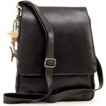 Catwalk Collection Handbags - Women's Leather Cross Body Bag - Large Messenger Bag - A4 Size Office Work Bag - CITY - Black