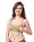 Fabme Women's Nylon, Spandex Padded Wire Free Molded Bra (BR0278_Skin_Large_Skin_L)