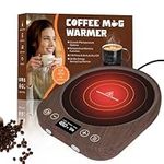 Coffee Mug Warmer, Coffee Cup Warmer for Desk Upgrade Gravity-Induction Mug Warmer with 9 Temperature Settings Smart Cup Warmer with 4H Auto Shut Off and 1-9 Hour Timer for Home & Office（Wood）