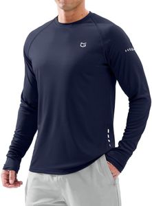 Men's Sun Protection Long Sleeve Shirts UPF 50+ Rash Guard for Men SPF UV Fishing Hiking Running Workout Athletic Shirt Navy