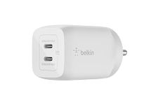 Belkin 65W GaN Dual USB-C (Type C) PD 3.0 Fast Charger with Pps Technology, Compact Size for iPhone 15, 14, 13, 12, MacBook Pro, MacBook Air, Ipad & Other USB-C Supported Devices - White