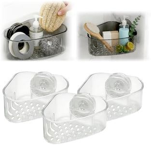 PVZXR Suction Cup Sink Corner Rack, 2026 New Sink Organizer Rack for Kitchen for Sponges, Scrubbers, Sink Corner Drain Box,with Adhesive Suction Cup Mount (Clear-3PCS)