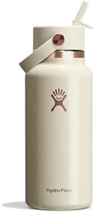 Hydro Flask Water Bottle - Insulated Stainless Steel - Wide Mouth Flex Straw Lid, Non Spill, Leakproof and Refillable in 32 Oz Linen Rose Gold