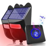 Solar Driveway Alarms Wireless Outside Weatherproof Motion Detector & Sensor for 1000ft Long Range - No Need Replace Batteries Security Driveway Alert System - Monitor & Protect Outside Property