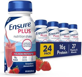 Ensure Plus Strawberry Nutrition Shake With Fiber | Meal Replacement Shake | Ready To Drink | 16g Protein and 27 Vitamins and Minerals | 8 fl oz - 24 Pack