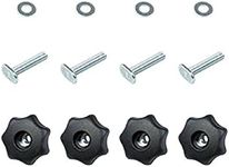 POWERTEC 71484 T Track Knob Kit w/ 7 Star Knob, 1/4-20 Threaded bolts and Washers, Set of 4 T Track Bolts, T Track Accessories for Woodworking Jigs and Fixtures