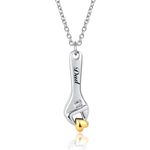 GMXLin Men Tool Wrench Cremation Spanner Heart Urn Necklace for Ashes Holder Stainless Steel Urn Locket Memorial Keepsake Jewelry for Dad