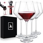 Swanfort Wine Glass Set 4,Lead-Free 484ml Red Wine Glass with Long Stem,Burgundy Wine Glasses in Gift Box, Premium Clear Wine Glass for Home Bar, Kitchen, Restaurants