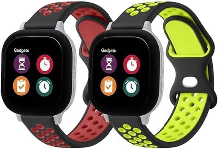 2 Pack Silicone Bands Compatible with Gizmo Watch 3 2 1/Gabb Watch 3 2 1/SyncUP Watch,Cosmo JrTrack 3/2 SE/2/JrTrack Band for kids,20mm Kid's Size Soft Breathable Waterproof Watch Band for Boys & Girls (Black Green & Black Red)