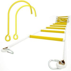 ISOP Fire Ladders 2 Story Windows with Hooks 13ft | Fire Escape Rope Ladders Second Floor | Safety Rope Ladder for Adults & Kids | Compact, Rust Resistant | Resue Ladder Hooks | Certified, Tested