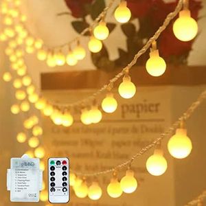 10m Catena Luminosa, 100 LEDS Lampadina, Luci LED a Batteria, Impermeabile Led Luci Stringa per Esterno ed Interno,8 Modalità con Telecomando Decorazione Camera Casa per Patio,Giardino(bianco caldo)