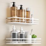 saffruff Shower Caddy Bathroom Shelf Organiser - Storage Rack White 2Pack Bathroom Accessory Shower Holder with Adhesive 11.8 x 4.3‘’ White