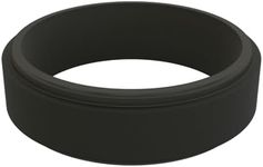 QALO Silicone Ring for Men & Women, Black (Size 10) - Narrow Polished Step Edge - Male & Female Wedding Bands - Unisex Silicone Rings - Rubber Engagement Rings for Him & Her - 6.5mm x 2mm