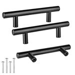 30 Pack 5'' Black Cabinet Pulls，Stainless Steel Kitchen Cabinet Handles 3”Hole Center，Matte Black Drawer Pulls for Drawer Closet, Dresser, Bathroom, Kitchen Cupboard, Modern Hardware with Screws