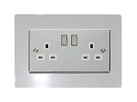 Focus Plastics DOUBLE LIGHT SWITCH SOCKET COLOURED ACRYLIC SURROUND FINGER PLATE - BUY 2 GET EXTRA 1 FREE (10 COLOURS) … (Grey)