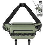 THKFISH Waterproof Fishing Waist Pack with Fishing Rod Holder, Fishing Tackle Bag with Adjustable Strap, Airtight Zipper Closure, Lightweight Sling Fishing Waist Bag for Fly Fishing