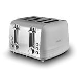 Tower, T20081GRY, Ash 4-Slice Toaster with Dual Controls,Defrost/Reheat/Cancel, 1850W, Grey & Chrome