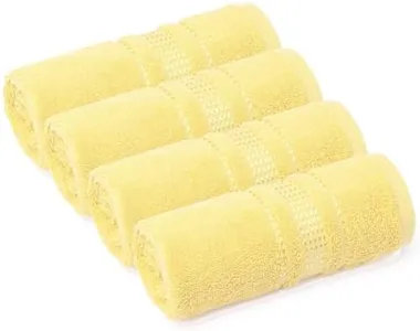 Melissa Linen, 4 Piece Washcloths, 12x12 in Turkish Soft Wash Cloth Set, Small Hand Towels, Rags for Face and Body, (Light Yellow Washcloths)