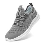 FUJEAK Women Walking Shoes Fashion Sneakers Athletic Casual Road Running Breathable WorkoutGym Tennis Lace Up Comfortable Lightweight Shoes Grey