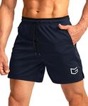G Gradual Men's Running Shorts with Zipper Pockets Quick Dry Gym Athletic Workout 5" Shorts for Men (Navy, XX-Large)
