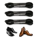 Mobey 3 Pairs Black Brown Dress Shoes Laces, Waxed Round Oxford Shoe Lace Strings for Dress Shoes,Leather Shoes, Black, 32IN(81CM)