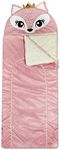 Heritage Kids Pink Fox Plush Hooded Sleeping Bag, 64" L x 25" W