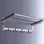 FORTUNE Platinum Stainless Steel Basket Folding Towel Rack 24 inch | 2 feet Long Towel Stand | Towel Hanger | Towel Shelve for Bathroom