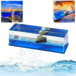 Chilifuli Cruise Ship Fluid Drift Bottle, Unsinkable Boat in a Box, Titanic Cruise Ship Model Liquid Wave Cruise Ship Decoration, Cruise Ship That No Longer Sinks Toy, for Car Display Cases & Gifts-D