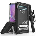 Beyond Cell Trishield Series Compatible with S10+ Case/Military Grade Rugged Cover + [Metal Kickstand]+[Belt Clip Holster] Compatible with Samsung Galaxy S10 Plus (2019)- Fantasy Floral