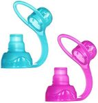 ChooMee SoftSip Food Pouch Top | Baby Led Weaning | No Spill Flow Control Valve, Protects Childs Mouth, 100% Silicone, BPA Free | 2CT Aqua Purple