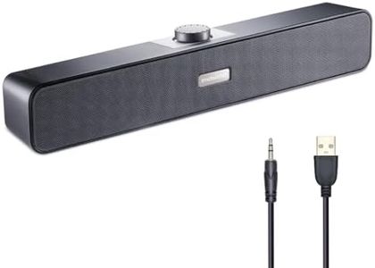 Imdwimd 【2024 Ultimo aggiornamento Altoparlante per PC, piccolo, grande volume, soundbar USB stereo, porta AUX alimentata via USB, compatibile con desktop/laptop/PC/console di gioco, nero