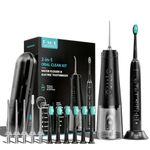 FUMEIKANG Water Flosser & Electric Toothbrush for Adults Oral Irrigator & Sonic Toothbrush 2-1 Oral Clean Kit (Black)