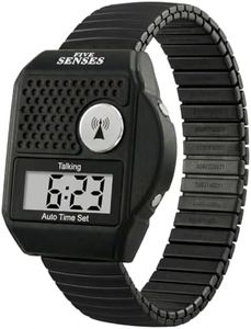 FIVE SENSES - English Atomic Talking Watch, Easy to use for Seniors Blind Men Women, Loud Talking Watch with Sound for Vision Impaired, Watches for Elderly Women, Blind People Products (Black)