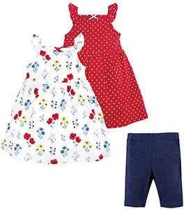 Hudson Baby Baby and Toddler Girl Cotton Dresses and Leggings, Wildflower, 3-6 Months